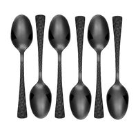 Lorren Home Trends Geometric Pattern Espresso Spoon, Stainless Steel, Set of 6, Black