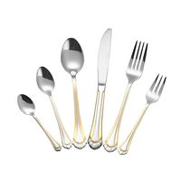 Lorren Home Trends 86 Piece 18/10 Stainless Steel and Gold Flatware Set, Service for 12