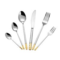 Lorren Home Trends 86 Piece 18/10 Stainless Steel and Gold Flatware Set, Service for 12
