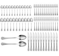 Lorren Home Trends 62 Piece Satin Stainless Steel Flatware Set, Service for 12, Dishwasher Safe
