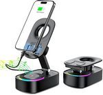 Wireless Induction Speaker,Cell Phone Stand with Wireless Bluetooth Speaker