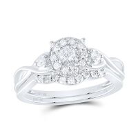 10K White Gold Diamond Bridal Wedding Ring Set 0.33 Cttw