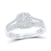 10K White Gold Round Diamond Bridal Wedding Ring Band Set 0.50 Cttw