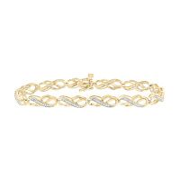 10K Yellow Gold Round Diamond Infinity Bracelet 0.25 Cttw