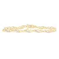 10K Yellow Gold Round Diamond Fashion Link Bracelet 0.33 Cttw