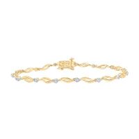 10K Yellow Gold Round Diamond Twist Link Bracelet 0.25 Cttw