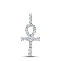 10K Yellow Gold Round Diamond Ankh Cross Charm Pendant 0.20 Cttw