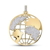 10K Yellow Gold Round Diamond Globe World Charm Pendant 0.63 Cttw