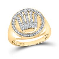 10K Yellow Gold Round Diamond Circle Ring 0.38 Cttw