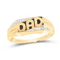 10K Yellow Gold Round Diamond Dad Father Ring 0.01 Cttw