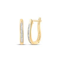 10K Yellow Gold Baguette Diamond Oblong Hoop Earrings 0.25 Cttw