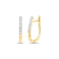 10K Yellow Gold Round Diamond Hoop Earrings 0.05 Cttw