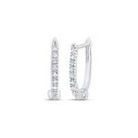 10K White Gold Round Diamond Hoop Earrings 0.08 Cttw