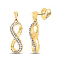 10K Yellow Gold Round Diamond Infinity Dangle Earrings 0.10 Cttw