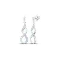 10K White Gold Round Diamond Infinity Dangle Earrings 0.05 Cttw