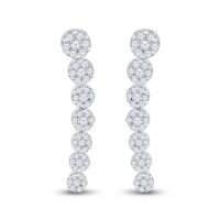 10K White Gold Round Diamond Cluster Climber Earrings 0.50 Cttw