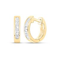 10K Yellow Gold Round Diamond Small Huggie Earrings 0.05 Cttw