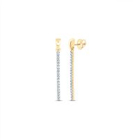 10K Yellow Gold Round Diamond Bar Drop Dangle Earrings 0.20 Cttw