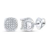 10K White Gold Round Diamond Cluster Stud Earrings 0.20 Cttw