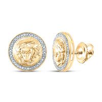 10K Yellow Gold Round Diamond Medusa Circle Earrings 0.25 Cttw