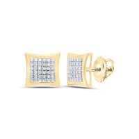 10K Yellow Gold Round Diamond Kite Square Earrings 0.20 Cttw
