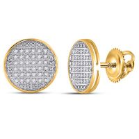 10K Yellow Gold Round Diamond Circle Earrings 0.20 Cttw