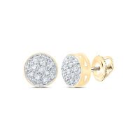 10K Yellow Gold Round Diamond Circle Earrings 0.05 Cttw