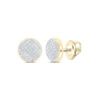 10K Yellow Gold Round Diamond Circle Earrings 0.20 Cttw