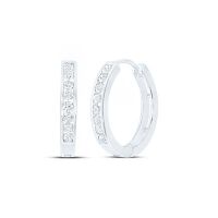10K White Gold Round Diamond Hoop Earrings 0.50 Cttw