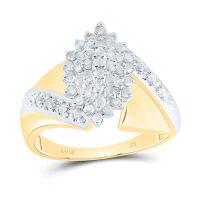10K Yellow Gold Round Diamond Cluster Ring 0.50 Cttw