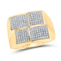 10K Yellow Gold Round Diamond Square Ring 0.50 Cttw