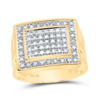 10K Yellow Gold Round Diamond Square Ring 0.50 Cttw