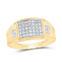 10K Yellow Gold Round Prong-Set Diamond Square Cluster Ring 0.25 Cttw