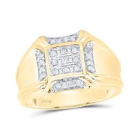 10K Yellow Gold Round Diamond Cluster Ring 0.25 Cttw