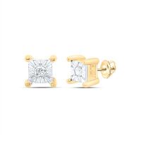 10K Yellow Gold Round Diamond Stud Earrings 0.05 Cttw
