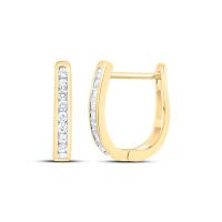 10K Yellow Gold Round Diamond Hoop Earrings 0.25 Cttw