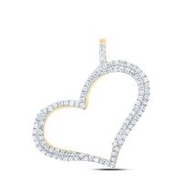 10K Yellow Gold Round Diamond Outline Heart Pendant 0.33 Cttw