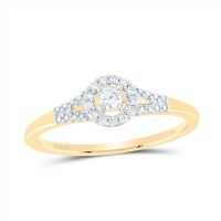 10K Yellow Gold Round Diamond Solitaire Promise Ring 0.13 Cttw