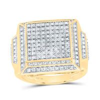 10K Yellow Gold Round Diamond Square Cluster Ring 0.63 Cttw