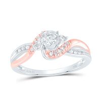 14K Two-Tone Gold 14K White/Rose-Tone Gold Round Diamond Solitaire Bridal Engagement Ring 0.25 Cttw