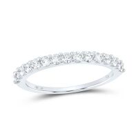 14K White Gold Round Diamond Wedding Anniversary Band 0.50 Cttw