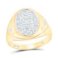10K Yellow Gold Round Prong-Set Diamond Oval Cluster Ring 0.25 Cttw