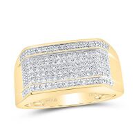 10K Yellow Gold Round Diamond Rectangle Band Ring 0.20 Cttw