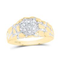 10K Yellow Gold Round Diamond Cluster Nugget Band Ring 0.05 Cttw