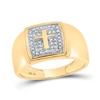 10K Yellow Gold Round Diamond Cross Band Ring 0.02 Cttw