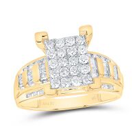 10K Yellow Gold Diamond Cluster Bridal Engagement Ring 0.88 Cttw