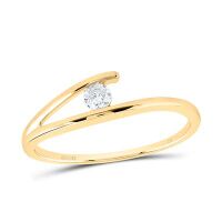 14K Yellow Gold Round Diamond Solitaire Promise Ring 0.10 Cttw
