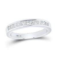 14K White Gold Princess Diamond Wedding Band 0.50 Cttw