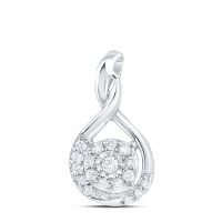 10K White Gold Round Diamond Cluster Pendant 0.10 Cttw