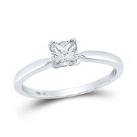 14K White Gold Princess Diamond Solitaire Supreme Bridal Ring 0.50 Cttw (Certified)
